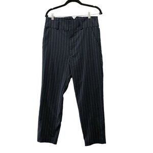 Abercrombie & Fitch High Waisted Dress Pants Womens M Navy Pinstriped Relaxed